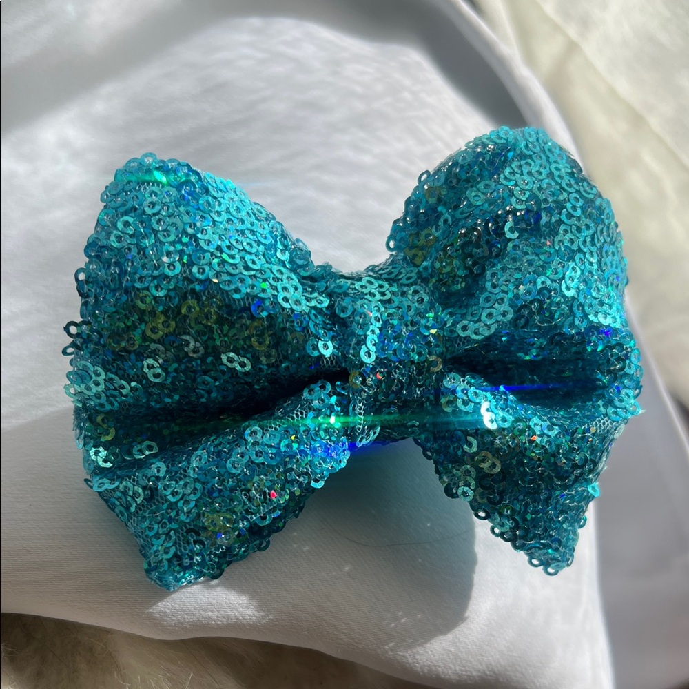 Sparkling Blue Sequin Bow